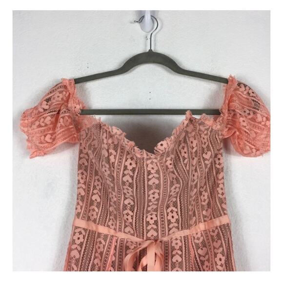 For Love & Lemons Peach Dakota Lace Off Shoulder Bustier Corset Dress Medium - Picture 4 of 15